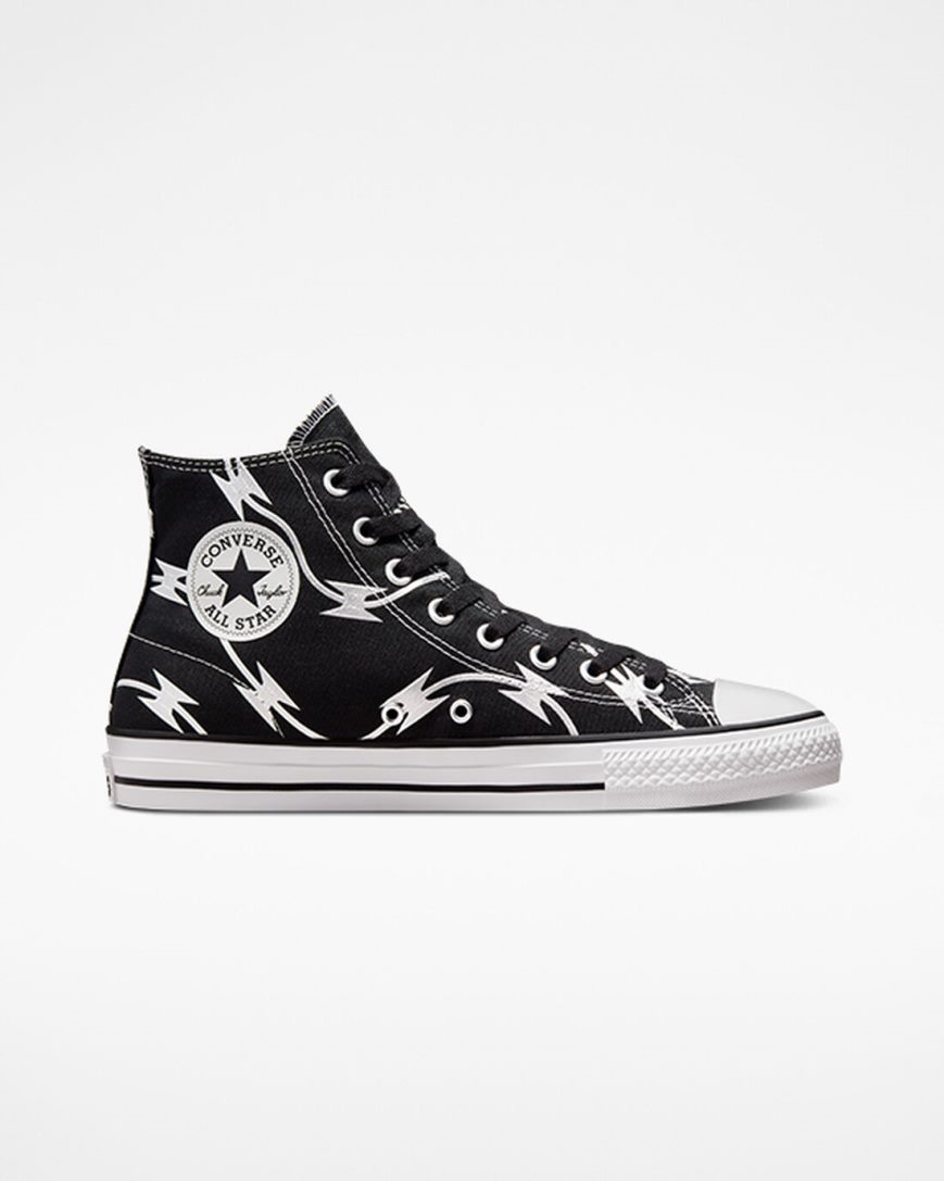 Zapatillas Skate Converse CONS Chuck Taylor All Star Pro Razor Wire Mujer Negras Plateadas Blancas | PE 0L4852